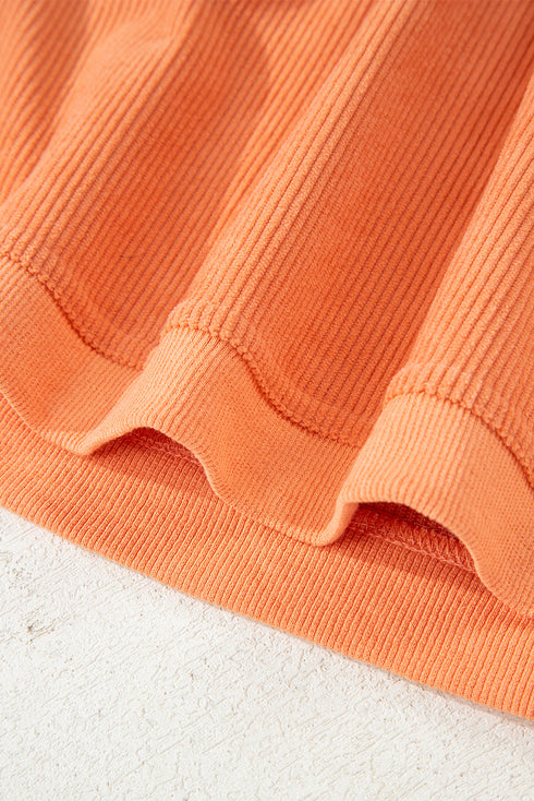 Festive Sequin Pumpkin Patch Corduroy Crew Neck Pullover