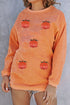 Festive Sequin Pumpkin Patch Corduroy Crew Neck Pullover