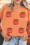 Festive Sequin Pumpkin Patch Corduroy Crew Neck Pullover