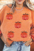 Festive Sequin Pumpkin Patch Corduroy Crew Neck Pullover