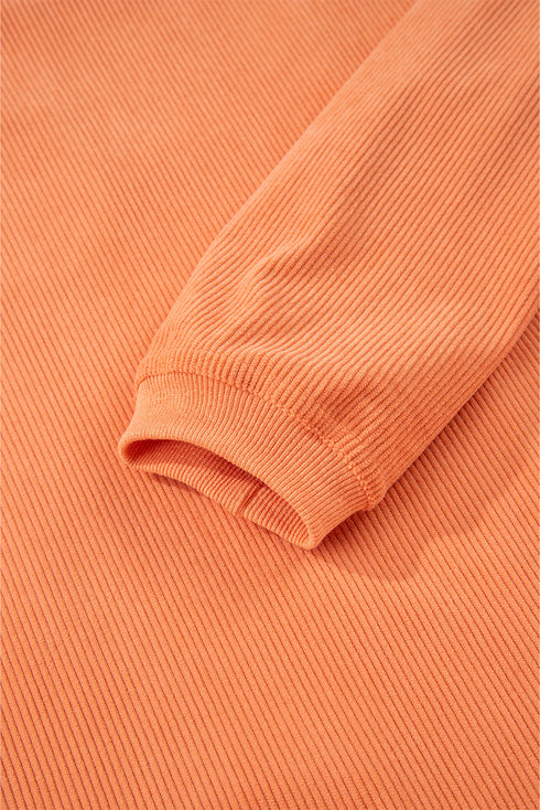Festive Sequin Pumpkin Patch Corduroy Crew Neck Pullover