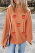 Festive Sequin Pumpkin Patch Corduroy Crew Neck Pullover