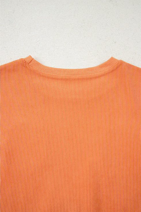 Festive Sequin Pumpkin Patch Corduroy Crew Neck Pullover