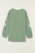 Festive Sequin Santa Graphic Corded Oversized Sweatshirt