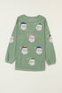 Festive Sequin Santa Graphic Corded Oversized Sweatshirt