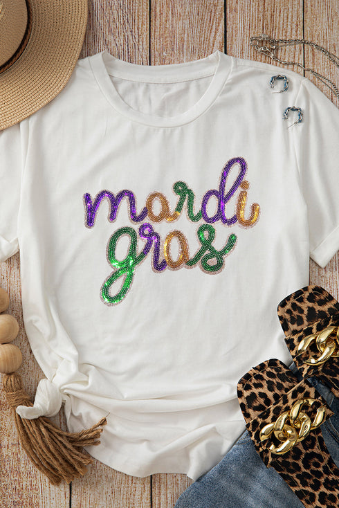 Festive Sequin Script Graphic Relaxed Fit Tee