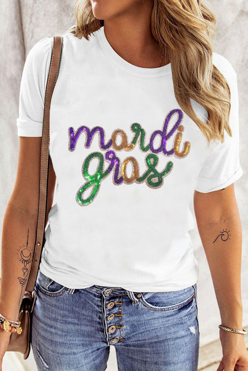 Festive Sequin Script Graphic Relaxed Fit Tee