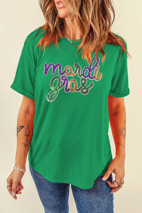 Festive Sequin Script Graphic Relaxed Fit Tee