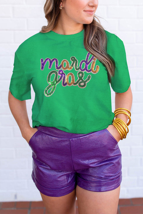 Festive Sequin Script Graphic Relaxed Fit Tee