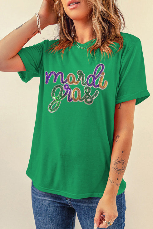 Festive Sequin Script Graphic Relaxed Fit Tee