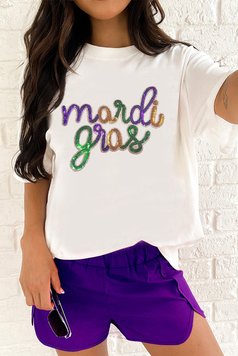 Festive Sequin Script Graphic Relaxed Fit Tee