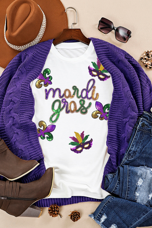 Festive Sequin Script Graphic Short Sleeve Tee