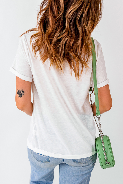 Festive Sequin Script Graphic Short Sleeve Tee