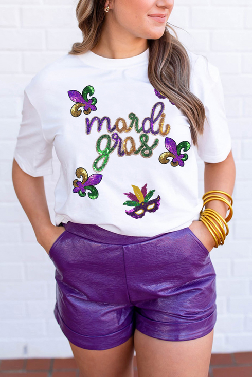 Festive Sequin Script Graphic Short Sleeve Tee