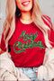 Festive Sequin Script Merry Christmas Graphic T-shirt