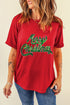 Festive Sequin Script Merry Christmas Graphic T-shirt