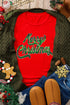 Festive Sequin Script Merry Christmas Graphic T-shirt