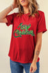Festive Sequin Script Merry Christmas Graphic T-shirt