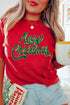 Festive Sequin Script Merry Christmas Graphic T-shirt