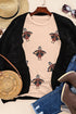 Festive Sequin Turkey Patch Crew Neck Graphic Tee