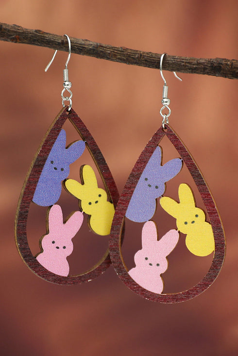 Festive Sequin Waterdrop Bunny Motif Hook Earrings