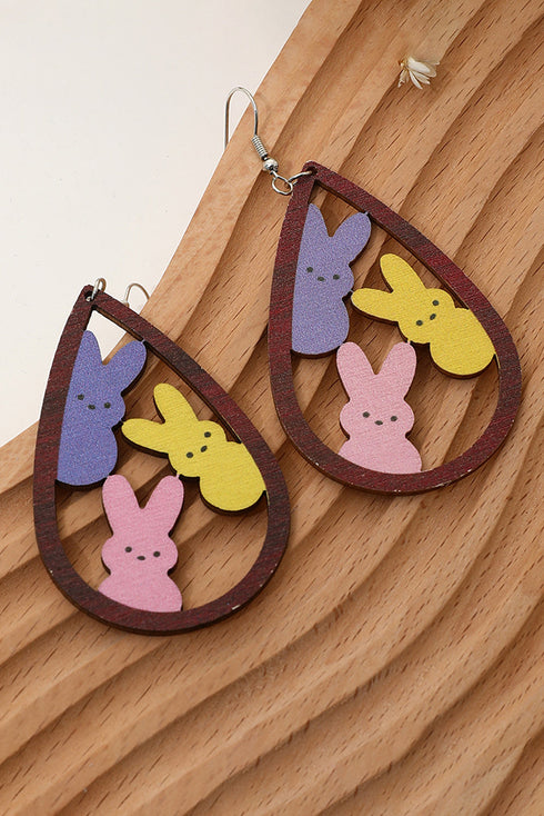 Festive Sequin Waterdrop Bunny Motif Hook Earrings