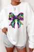 Festive Shimmering Bow Graphic Crew Neck Pullover Sweatshirt