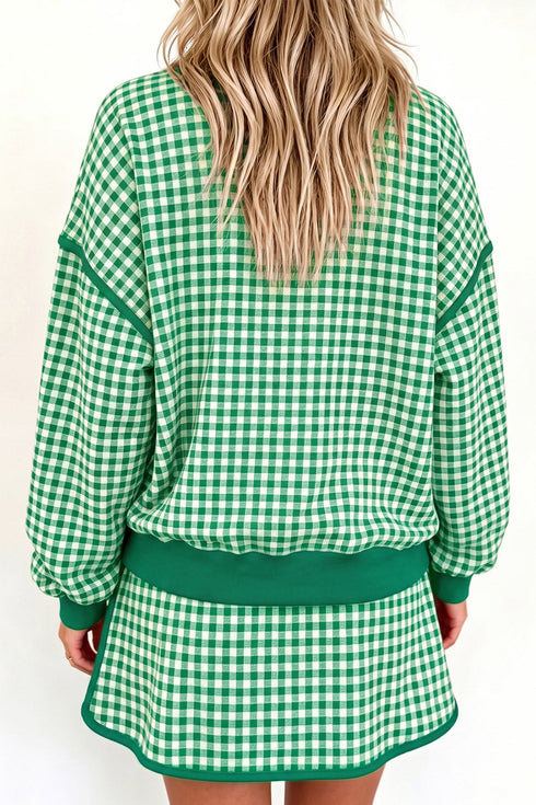 Festive Slogan Gingham Top And Skirt Two Piece Set