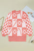 Festive Snowflake And Candy Cane Checkerboard Sweater Dress
