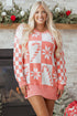 Festive Snowflake And Candy Cane Checkerboard Sweater Dress
