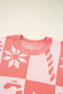 Festive Snowflake And Candy Cane Checkerboard Sweater Dress