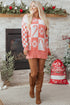 Festive Snowflake And Candy Cane Checkerboard Sweater Dress
