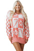 Festive Snowflake And Candy Cane Checkerboard Sweater Dress