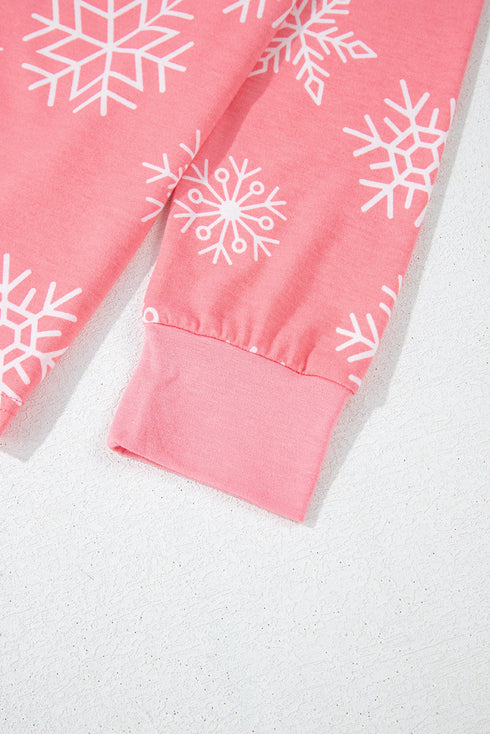 Festive Snowflake Pattern Long Sleeve Pajama Set