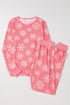 Festive Snowflake Pattern Long Sleeve Pajama Set