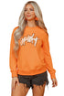 Festive Spooky Script Graphic Crew Neck Sweatshirt