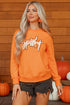 Festive Spooky Script Graphic Crew Neck Sweatshirt