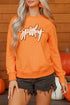 Festive Spooky Script Graphic Crew Neck Sweatshirt