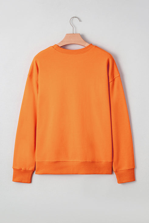 Festive Spooky Script Graphic Crew Neck Sweatshirt