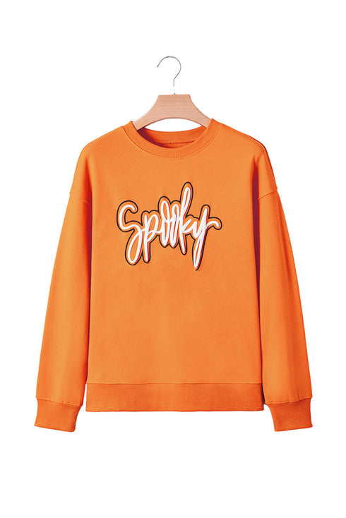 Festive Spooky Script Graphic Crew Neck Sweatshirt