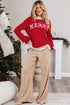 Festive Text Graphic Crew Neck Pullover Sweater