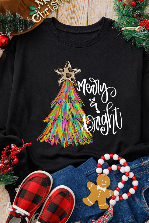 Festive Tree Graphic Print Long Sleeve Crew Neck Sweatshirt