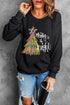Festive Tree Graphic Print Long Sleeve Crew Neck Sweatshirt