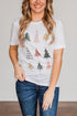Festive Tree Graphic Short Sleeve Crew Neck Tee