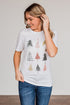Festive Tree Graphic Short Sleeve Crew Neck Tee