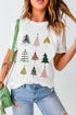 Festive Tree Graphic Short Sleeve Crew Neck Tee