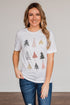 Festive Tree Graphic Short Sleeve Crew Neck Tee