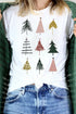 Festive Tree Graphic Short Sleeve Crew Neck Tee