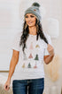 Festive Tree Graphic Short Sleeve Crew Neck Tee