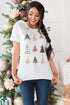 Festive Tree Graphic Short Sleeve Crew Neck Tee